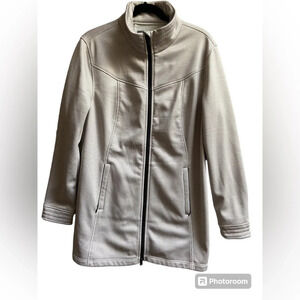 DENVER HAYES long line jacket off white trench jacket sz XL